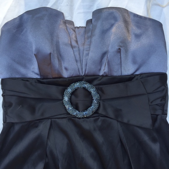 Trixxi Satiny Black and Grey Dress - Picture 2 of 6